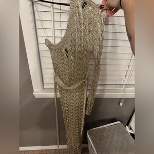 Elegant One Shoulder Gold Dress